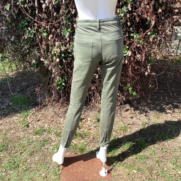 H&M L.O.G.G. Cropped Olive Green Zipper Leg Jean Joggers - Picture 4 of 7
